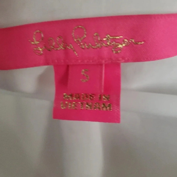 LILLY PULITZER ASTARA PALM TREE EYELET BLOUSE, SIZE SMALL - Picture 5 of 5